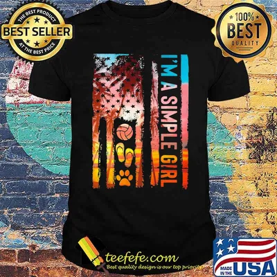 I'm a Simple Girl Volleyball Flip Flop And Dog Beach Flag Retro Shirt