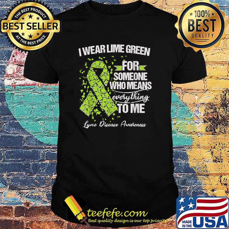 I Wear Lime Green For Someone Who Means Everything To Me Lyme Disease Awareness Warrior Support Survivor T-Shirt