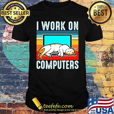 I work on computers Cat Vintage Shirt
