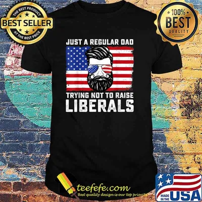 Just a Regular Dad Trying Not To Raise Liberals Father's Day American Flag Sunglasses Shirt