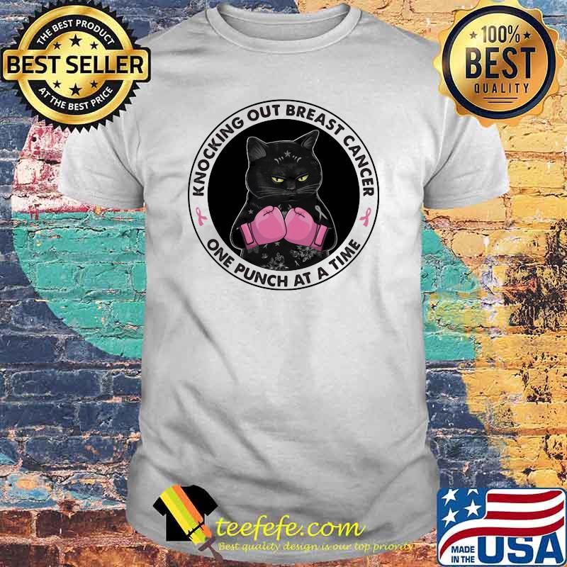 Knocking Out Breast Cancer One Punch At A Time Cat Boxing Shirt