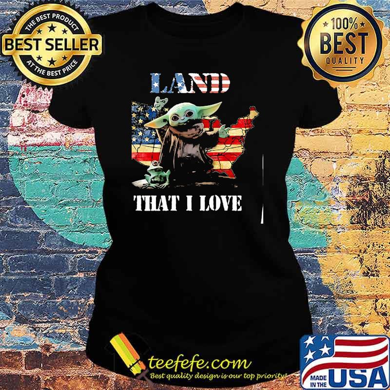 Land that i love yoda frog american flag s Ladies tee Land that i love yoda frog american flag s Ladies tee