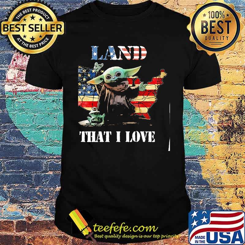 Land that i love yoda frog american flag shirt