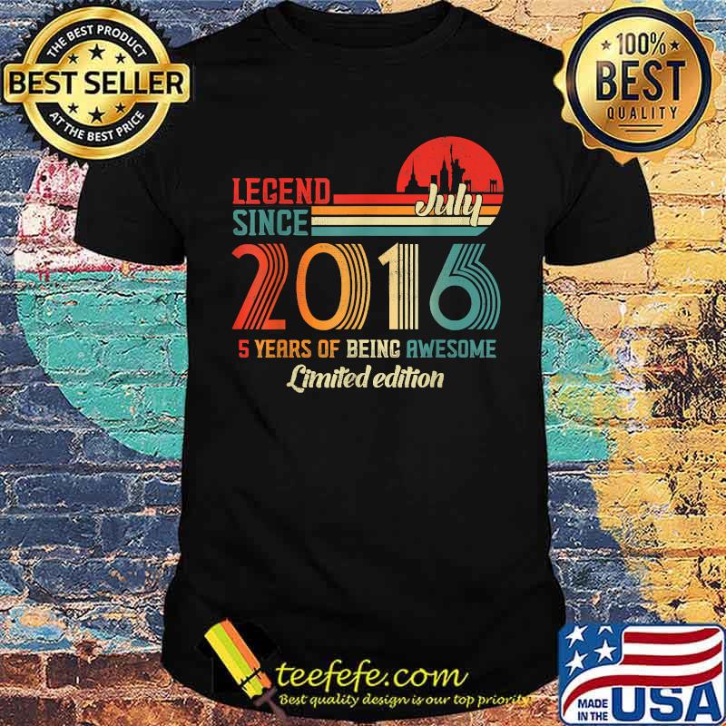 Legend Since July 2016 5 Years Of being awesome limited edition vintage sunset T-Shirt Legend Since July 2016 5 Years Of being awesome limited edition vintage sunset T-Shirt