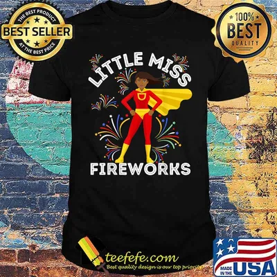 Little Miss Fireworks 4th Of July Toddlers Girls T-Shirt