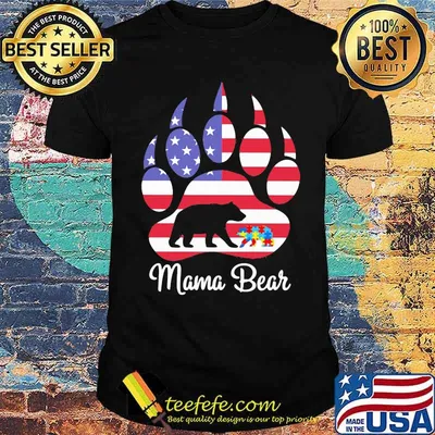 Mama Bear American Flag Autism Shirt