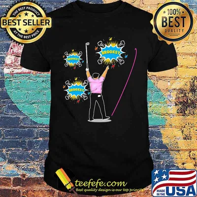 Man saying brooksy player golf shirt