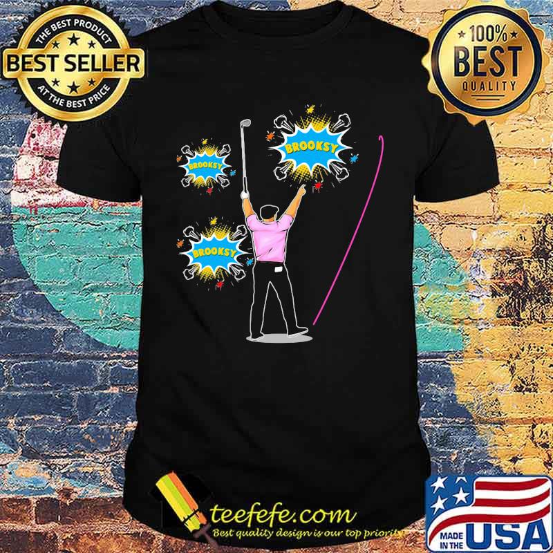 Man saying brooksy player golf shirt