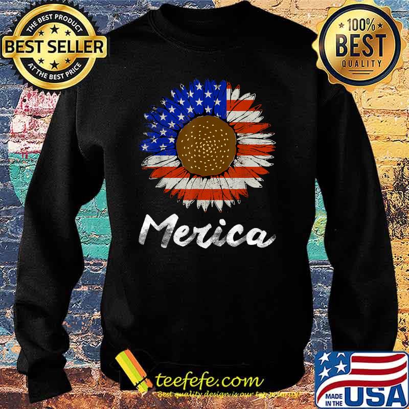 Merica American Flag Sunflower 4th July T-Shirt Sweater Merica American Flag Sunflower 4th July T-Shirt Sweater