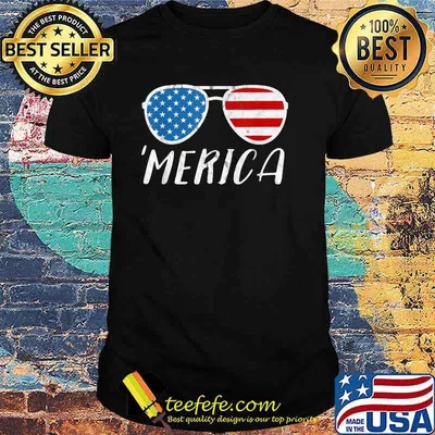 Merica Flag Sunglasses Americana USA T-Shirt