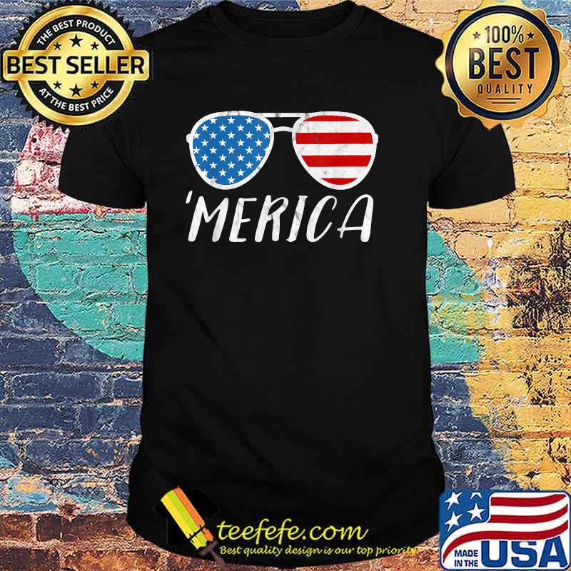 Merica Flag Sunglasses Americana USA T-Shirt
