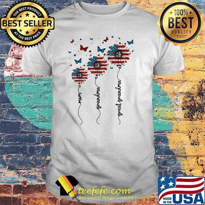 Mom Grandma Great Grandma Sunflower American Flag Shirt