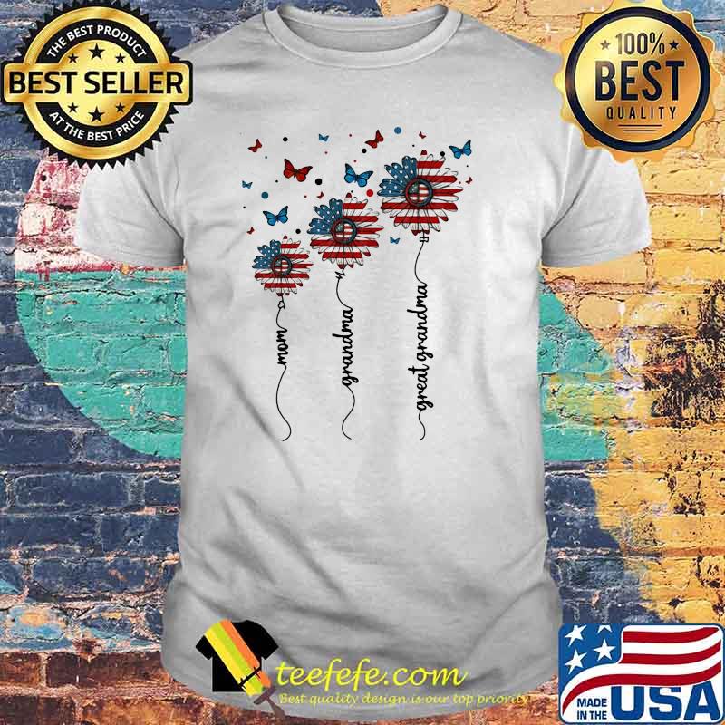 Mom Grandma Great Grandma Sunflower American Flag Shirt