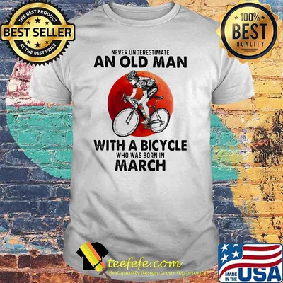 Never Underestimate An Old Man With A Bicycle Who Was Born In March Blood Moon Shirt