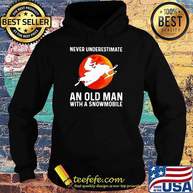 Never Underestimate An Old Man With A Snowmobile Blood Moon Shirt official Hoodie