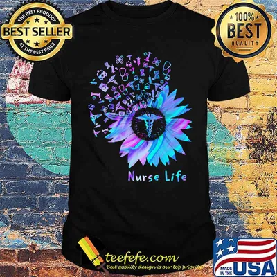 Nurse life logo flower hologram shirt