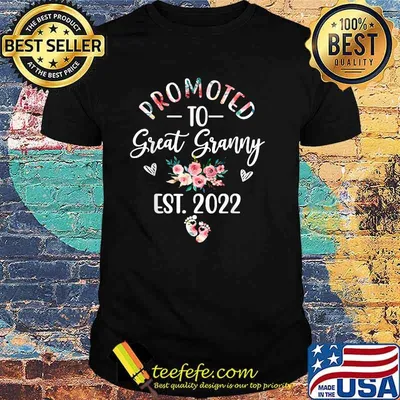 Promoted To Great Granny EST 2022 Flower T-Shirt