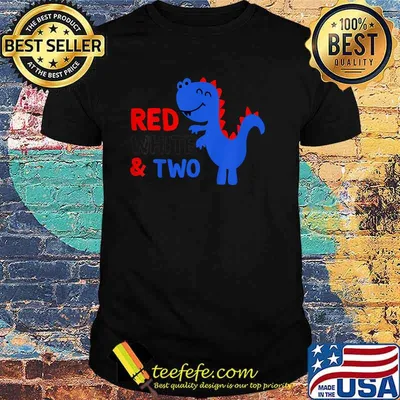 Red White And Two T rex Cute Birthday 2nd Birthday 4th Of July T-Shirt