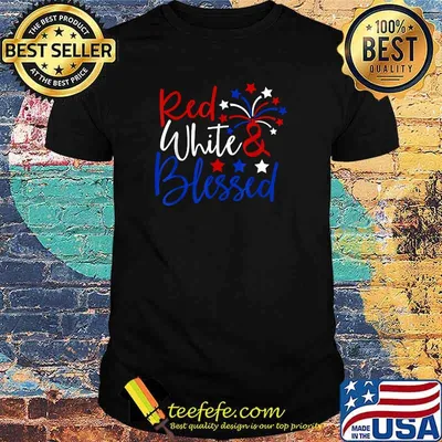 Red White Blessed Firework 4th Of July T-Shirt