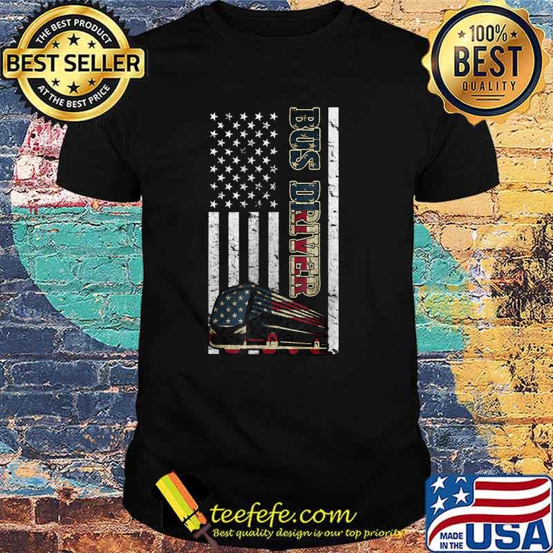 School Bus Driver American Flag T-Shirt