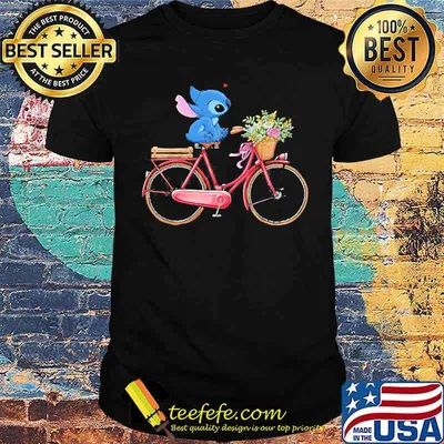 Stitch bike flower shirt