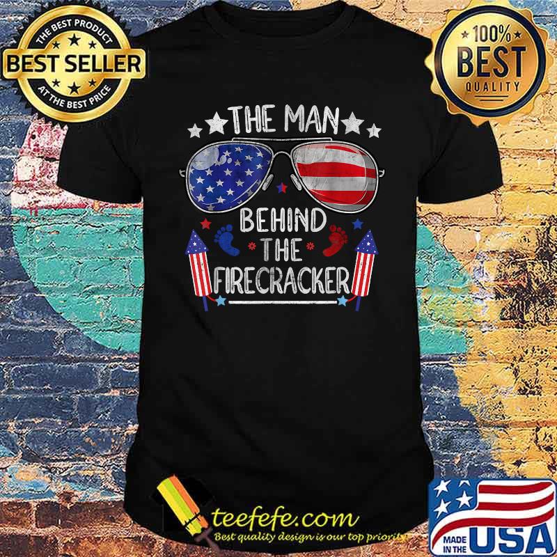 The Man Behind The Firecracker Sunglasses 4th Of July T-Shirt