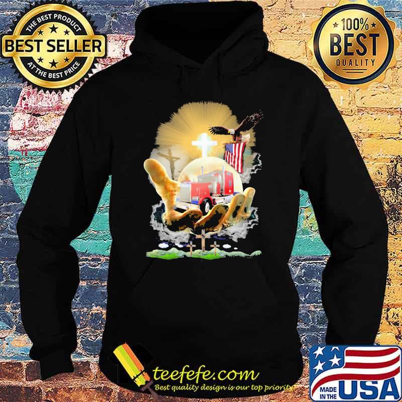 Trucker Jesus Eagle American Flag Shirt Hoodie Trucker Jesus Eagle American Flag Shirt Hoodie