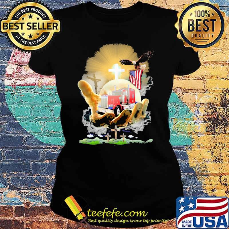 Trucker Jesus Eagle American Flag Shirt Ladies tee Trucker Jesus Eagle American Flag Shirt Ladies tee