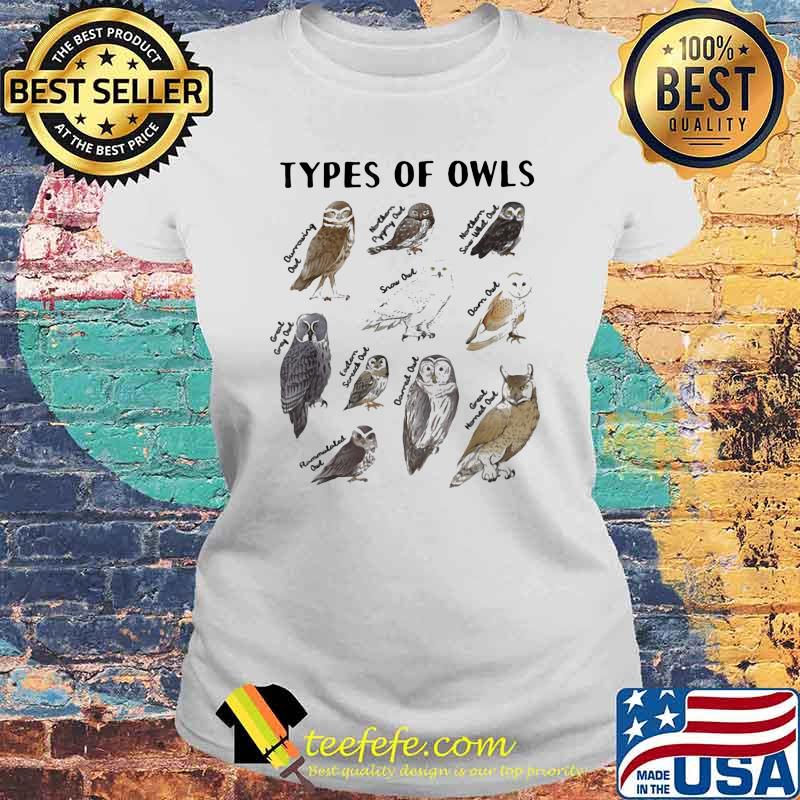 Types of Owls Educational Collection Cute Owl Shirt Laides tee Types of Owls Educational Collection Cute Owl Shirt Laides tee