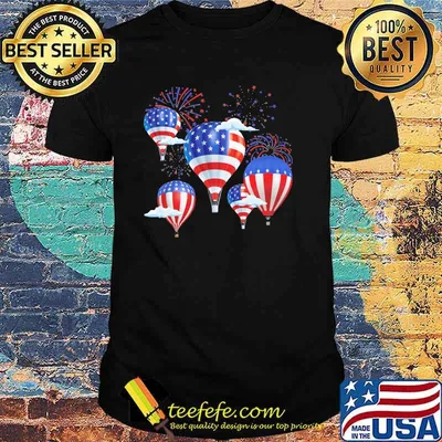 USA Flag Hot Air Balloons Firework Shirt