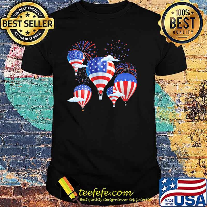 Teefefe – USA Flag Hot Air Balloons Firework Shirt