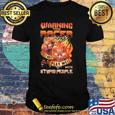Warning This Racer Does Not Play Well With Stupid People Skull Shirt