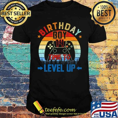 14th Birthday Boy Time to Level Up Video Game Vintage Shirt