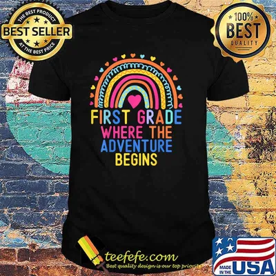 1st Grade Rainbow First Grade Where The Adventure Begins T-Shirt