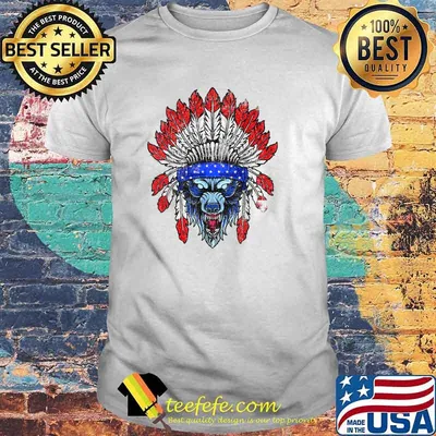 4th Of July Wolf Native American Flag T-Shirt