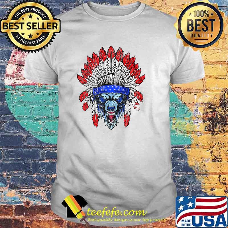 4th Of July Wolf Native American Flag T-Shirt 4th Of July Wolf Native American Flag T-Shirt
