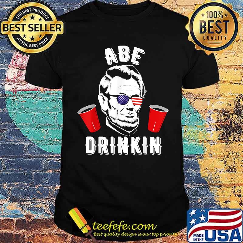 Abe Drinkin Lincoln Sunglasses American Flag T-Shirt