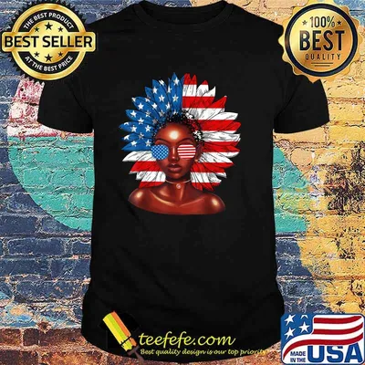 Afro Sunflower African American Flag 4th of July flower T-Shirt