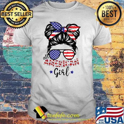All American Girls 4th of July Daughter Messy Bun USA T-Shirt