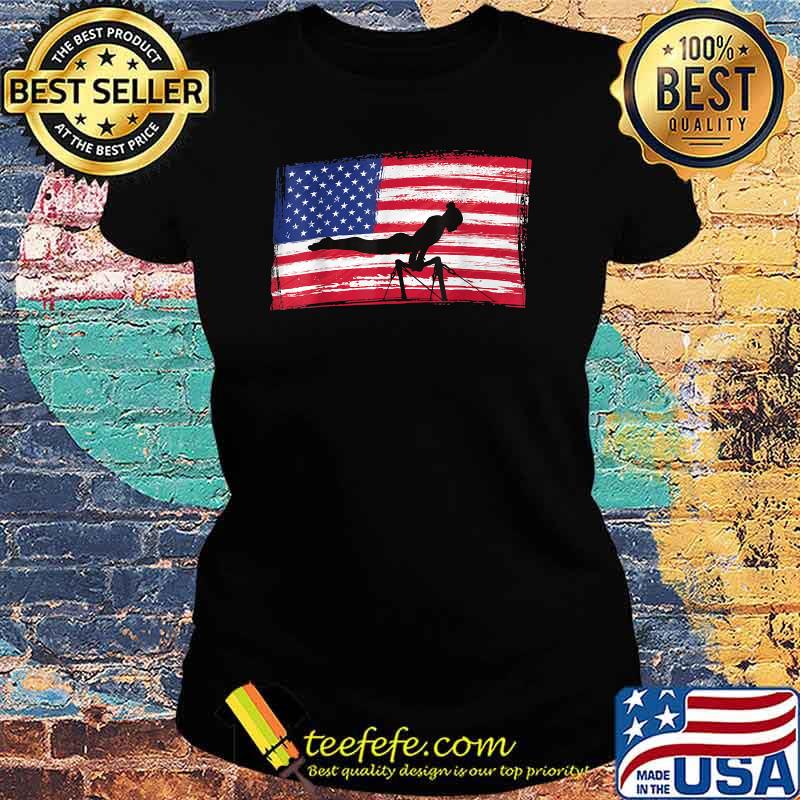 American Flag and and a Gymnast Silhouette T-Shirt Ladies tee American Flag and and a Gymnast Silhouette T-Shirt Ladies tee
