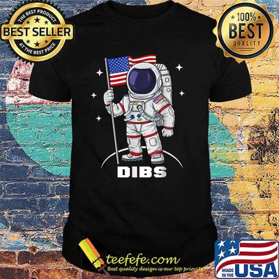 Astronaut Moon DIbs Patriotic USA Flag 4th of July T-Shirt