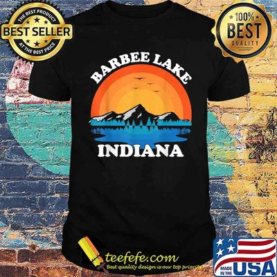 Barbee Lake Indiana Summer Vacation Retro Sunset T-Shirt