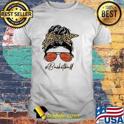 Basketball Mom With Leopard And Messy Bun Shirt