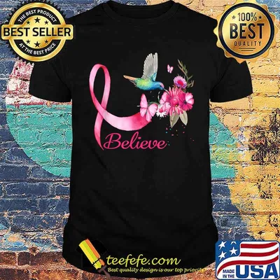 Believe Hummingbird Breast Cancer Awareness Flower Shirt