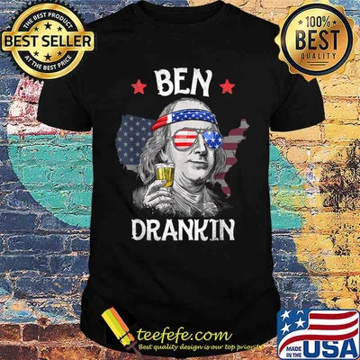 Ben Drankin 4th of July Benjamin Franklin USA Flag Map Shirt