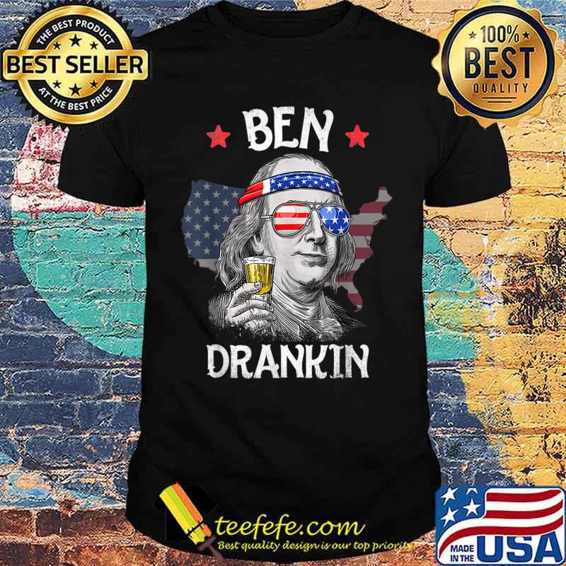 Ben Drankin 4th of July Benjamin Franklin USA Flag Map Shirt