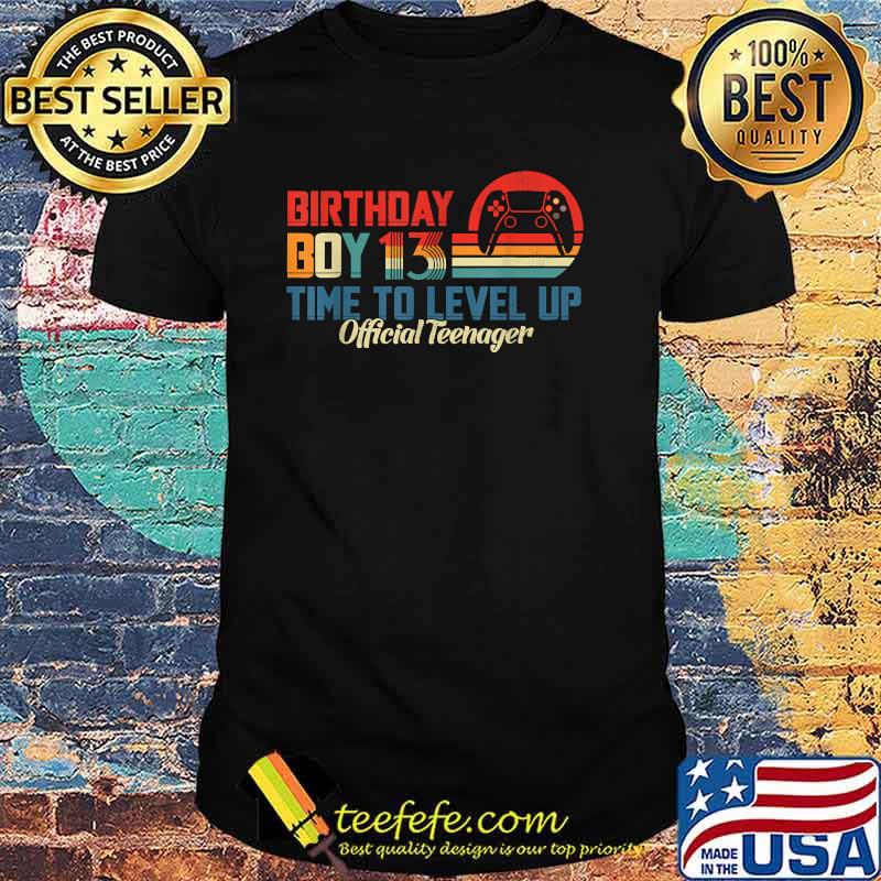 Birthday Boy 13 Time to Level Up Official Teenager Video Game Vintage Sunset T-Shirt
