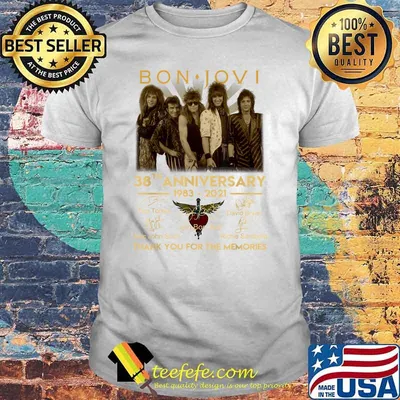 Bon Jovis 38th Anniversary 1983 2021 thank you for the memories signature T-Shirt