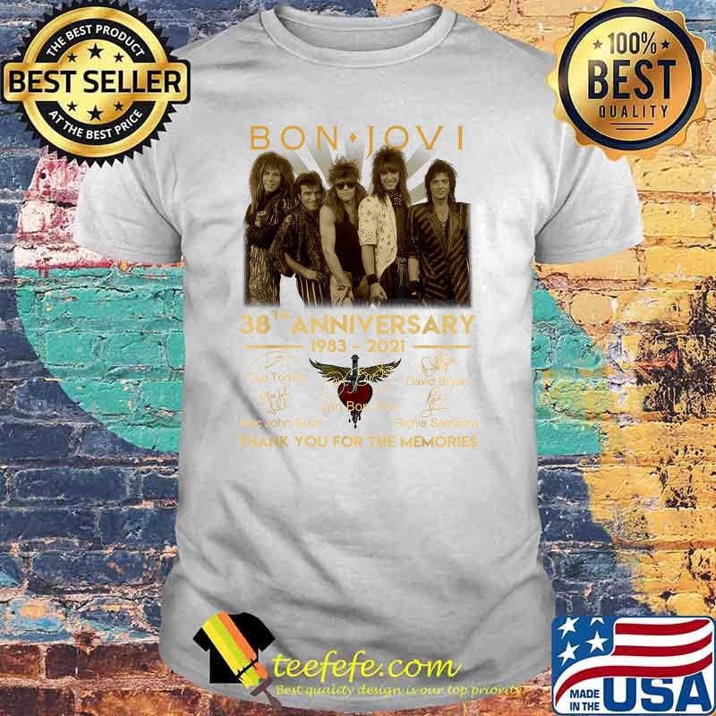 Bon Jovis 38th Anniversary 1983 2021 thank you for the memories signature T-Shirt