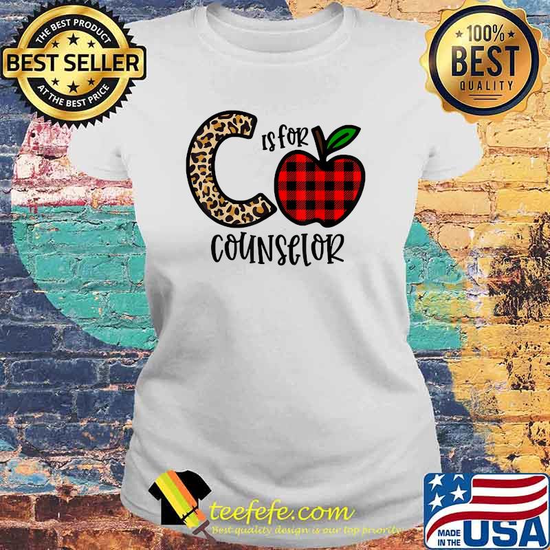 C Is For Counselor Teacher Leopard Apple Buffalo Plaid T-Shirt Laides tee C Is For Counselor Teacher Leopard Apple Buffalo Plaid T-Shirt Laides tee